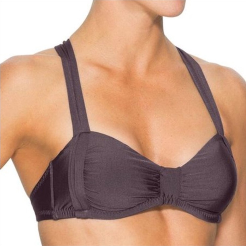 Athleta Aqualuxe Strappy Bandeau Bikini Top Gray S